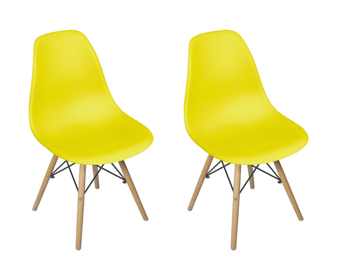 Sedia in plastica gialla con gamba, piede in legno (2 pz) - Colore: Giallo - SD16NOPL