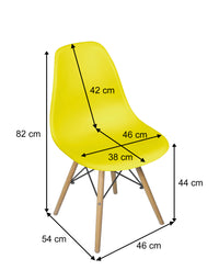 Sedia in plastica gialla con gamba, piede in legno (2 pz) - Colore: Giallo - SD16NOPL