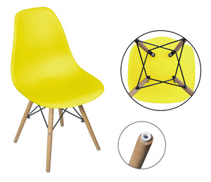 Sedia in plastica gialla con gamba, piede in legno (2 pz) - Colore: Giallo - SD16NOPL