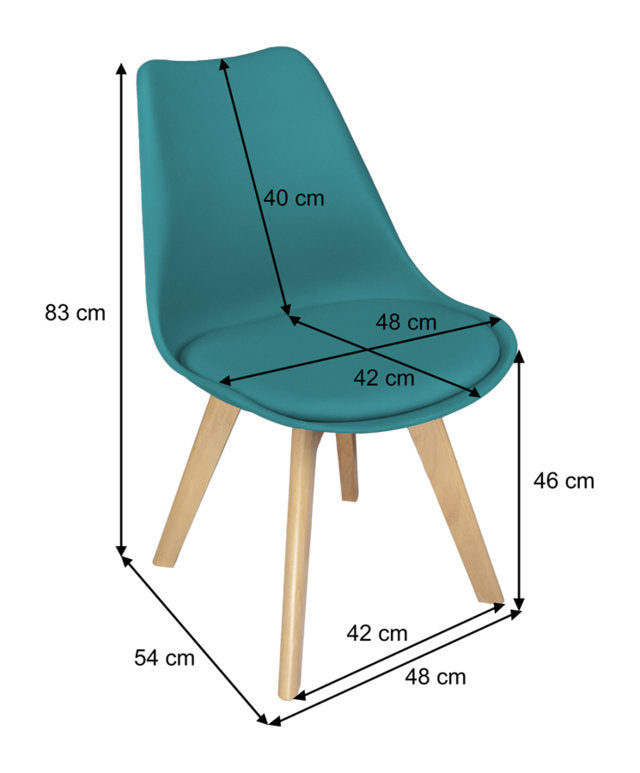 Sedia in plastica con piede in legno mod. Mia (2 pz.) Colore: Verde petrolio SD26MIPL