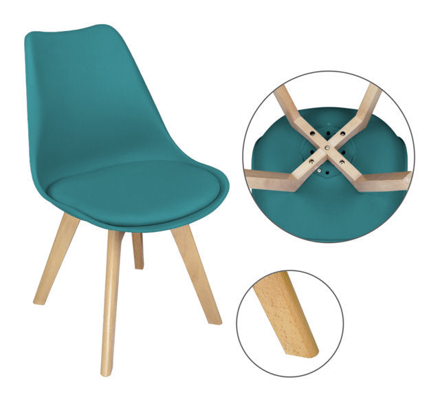 Sedia in plastica con piede in legno mod. Mia (2 pz.) Colore: Verde petrolio SD26MIPL