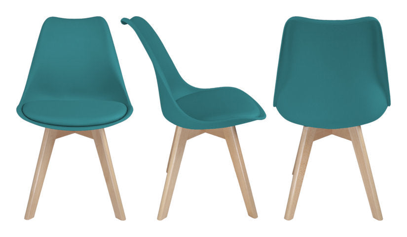 Sedia in plastica con piede in legno mod. Mia (2 pz.) Colore: Verde petrolio SD26MIPL