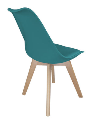 Sedia in plastica con piede in legno mod. Mia (2 pz.) Colore: Verde petrolio SD26MIPL