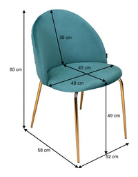 Sedia da pranzo imbottita mod. Nicole (2 pz) - Rivestimento: Velluto - Colore: Verde petrolio - SD26NIG