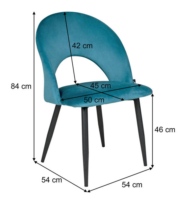 Sedia da pranzo imbottita mod. Zoe (2 pz.) Rivestimento: Velluto - Colore: Blu petrolio SD27ZOPM