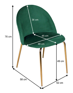 Sedia da pranzo imbottita mod. Nicole (2 pz) - Rivestimento: Velluto - Colore: Verde Scuro - SD30NIG