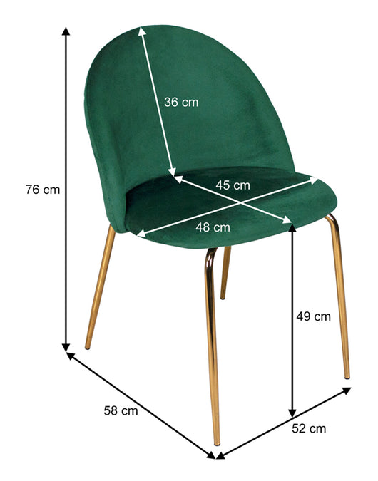 Sedia da pranzo imbottita mod. Nicole (2 pz) - Rivestimento: Velluto - Colore: Verde Scuro - SD30NIG