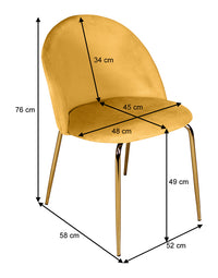 Sedia da pranzo imbottita mod. Nicole (2 pz) - Rivestimento: Velluto - Colore: Giallo senape - SD32NIG