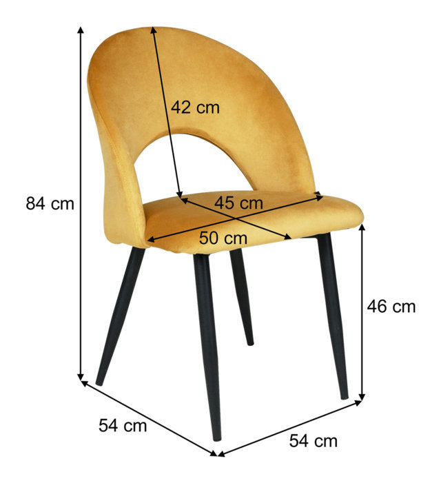 Sedia da pranzo imbottita mod. Zoe (2 pz.) Colore: Giallo senape - Rivestimento: Velluto SD32ZOPM