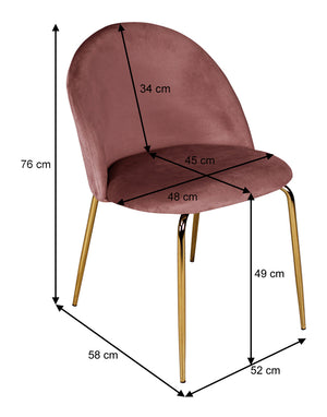 Sedia da pranzo imbottita mod. Nicole (2 pz) - Rivestimento: Velluto - Colore: Rosso mattone - SD36NIG