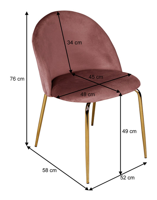 Sedia da pranzo imbottita mod. Nicole (2 pz) - Rivestimento: Velluto - Colore: Rosso mattone - SD36NIG