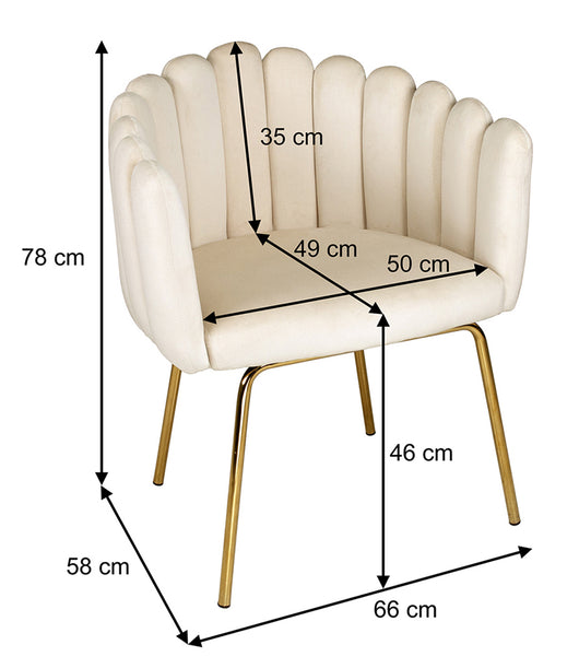 Poltrona conchiglia in velluto, poltroncina vintage mod. Perla - Colore: Beige - SDPL11PEPD