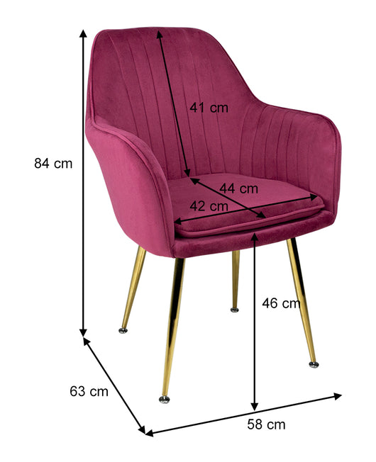 Sedia da pranzo in velluto poltroncina vintage mod. Celine Colore: Bordeaux SDPL21CEPD