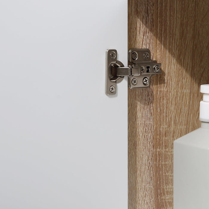 Mobile Bagno con Cassetto e Armadietto con Ripiano Regolabile Interno 32,6x30x90 cm in MDF Bianco e legno naturale