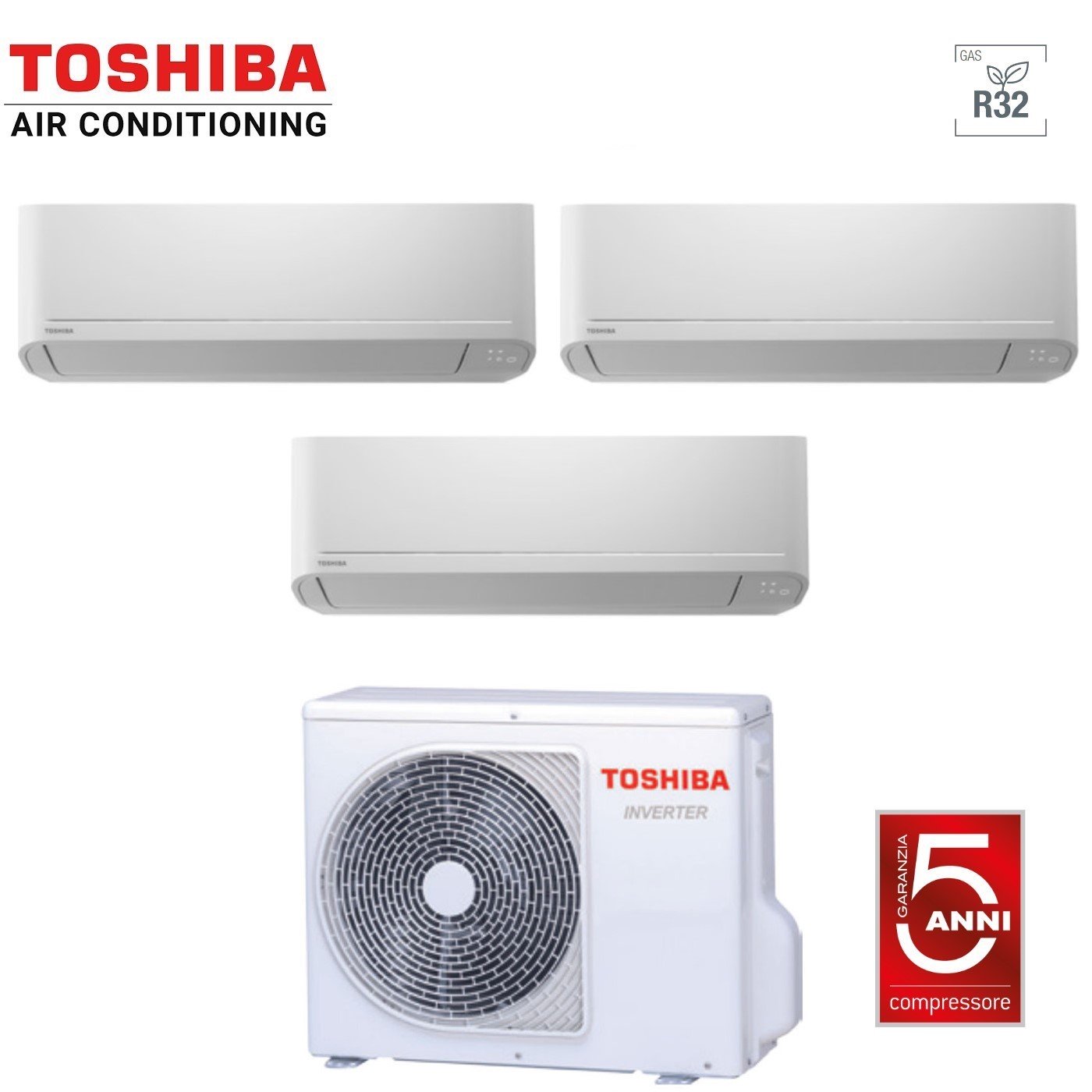 Climatizzatore Condizionatore Toshiba Trial Split Inverter serie SEIYA 10+10+10 (9+9+9) RAS-3M18U2AVG-E R-32 Wi-Fi Optional 10000+10000+10000 (9000+9000+9000)