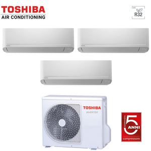 Climatizzatore Condizionatore Toshiba Trial Split Inverter serie SEIYA 7+7+7 RAS-3M18U2AVG-E R-32 Wi-Fi Optional 7000+7000+7000