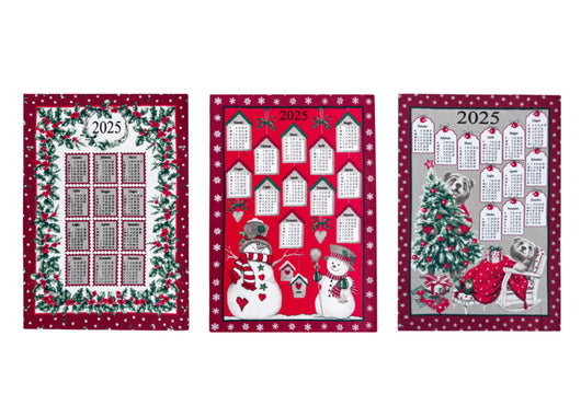 Set 6 Strofinaccio Asciugamano Cucina Natale Calendario In Cotone Made Italy Vischio-Orso-Snow