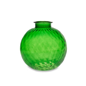 Vaso artigianale SFERA BEVANDA in vetro di Murano verde smeraldo 20 cm