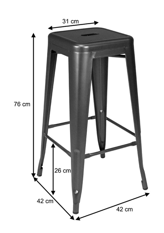 Sgabello bar cucina impilabile, sgabello industriale in metallo mod. Maggie (2 pz.) Colore: Grigio SG01MAM