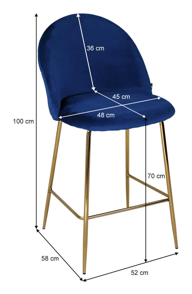 Sgabello cucina imbottito, sgabello alto mod. Nicole Colore: Blu - Rivestimento: Velluto SG07NIG