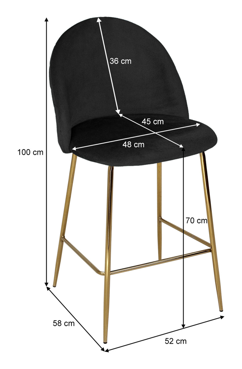 Sgabello cucina imbottito, sgabello alto mod. Nicole Rivestimento: Velluto - Colore: Nero SG10NIG