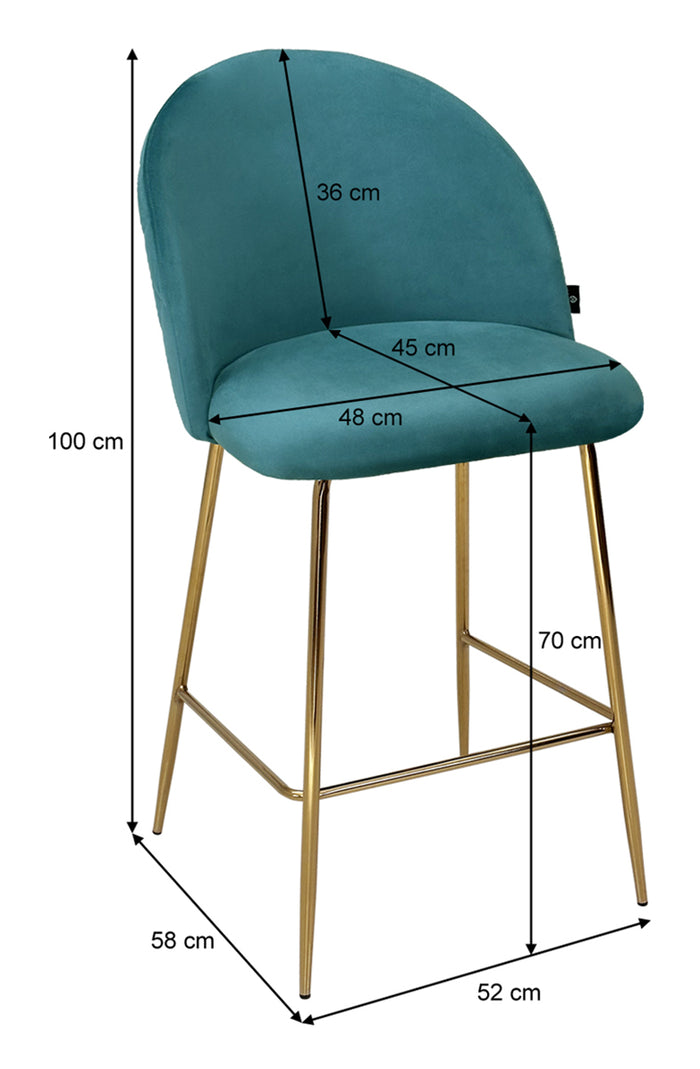 Sgabello cucina imbottito, sgabello alto mod. Nicole Rivestimento: Velluto - Colore: Verde petrolio SG26NIG