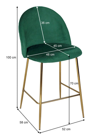 Sgabello cucina imbottito, sgabello alto mod. Nicole Colore: Verde Scuro - Rivestimento: Velluto SG30NIG