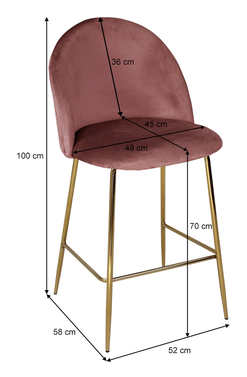 Sgabello cucina imbottito, sgabello alto mod. Nicole Rivestimento: Velluto - Colore: Rosso mattone SG36NIG