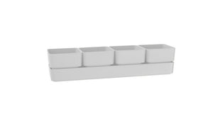 Vaso Sierra con 4 Vasi Quadrati E Un Sottovaso, Resistente Ai Raggi UV Cm 48x12x11 H col Snow (bianco) SIERRRA48SNOW