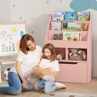 Libreria per Bambini con Ripiani Mensole e Cassetto 60x29,9x90 cm in MDF Rosa