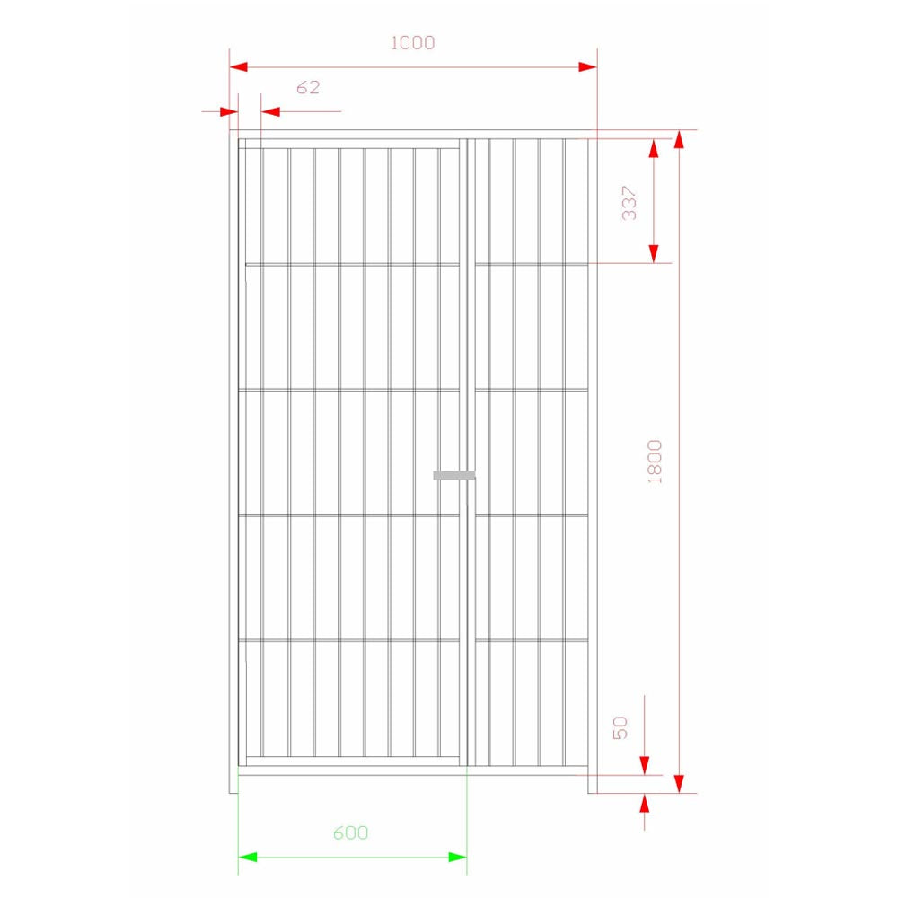 2 pannelli recinzione con porta zincatura elettrolitica da 1xh 1,80 metri