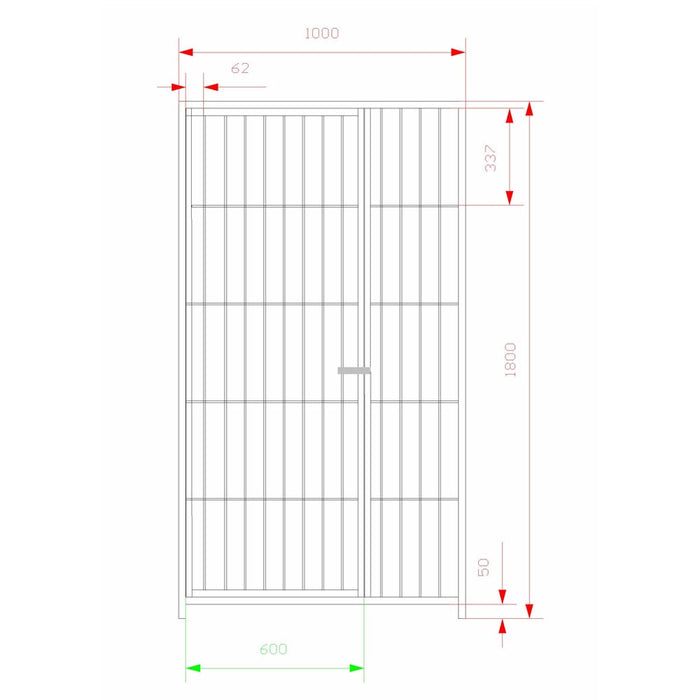 2 pannelli recinzione con porta zincatura elettrolitica da 1xh 1,80 metri