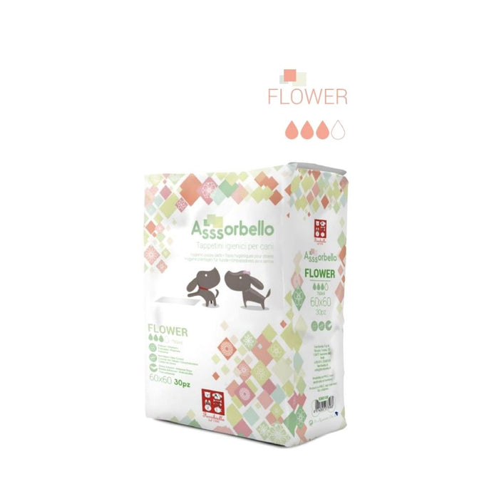 Multipack 8 confezioni assorbello tappetini igienici flower per cani 60x60