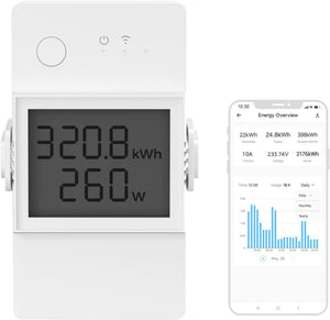 SONOFF POWR320D Interruttore intelligente d'élite con misuratore di consumo 20A WiFi con misura consumo elettrico su schermo digitale LCD e protezione da sovraccarico- A Certified for Humans Device