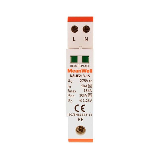 MeanWell SPD Scaricatore Di Sovratensione Tipo 2+3 T2+T3 1P+1P 1M  5kA-15kA 10kV AC 275V IP20 IEC61643-11