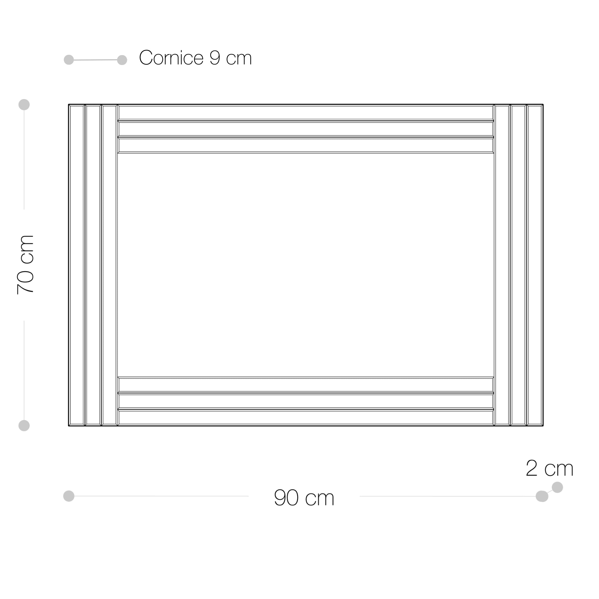 Kaia Specchio Decorativo con cornice 90 x 70