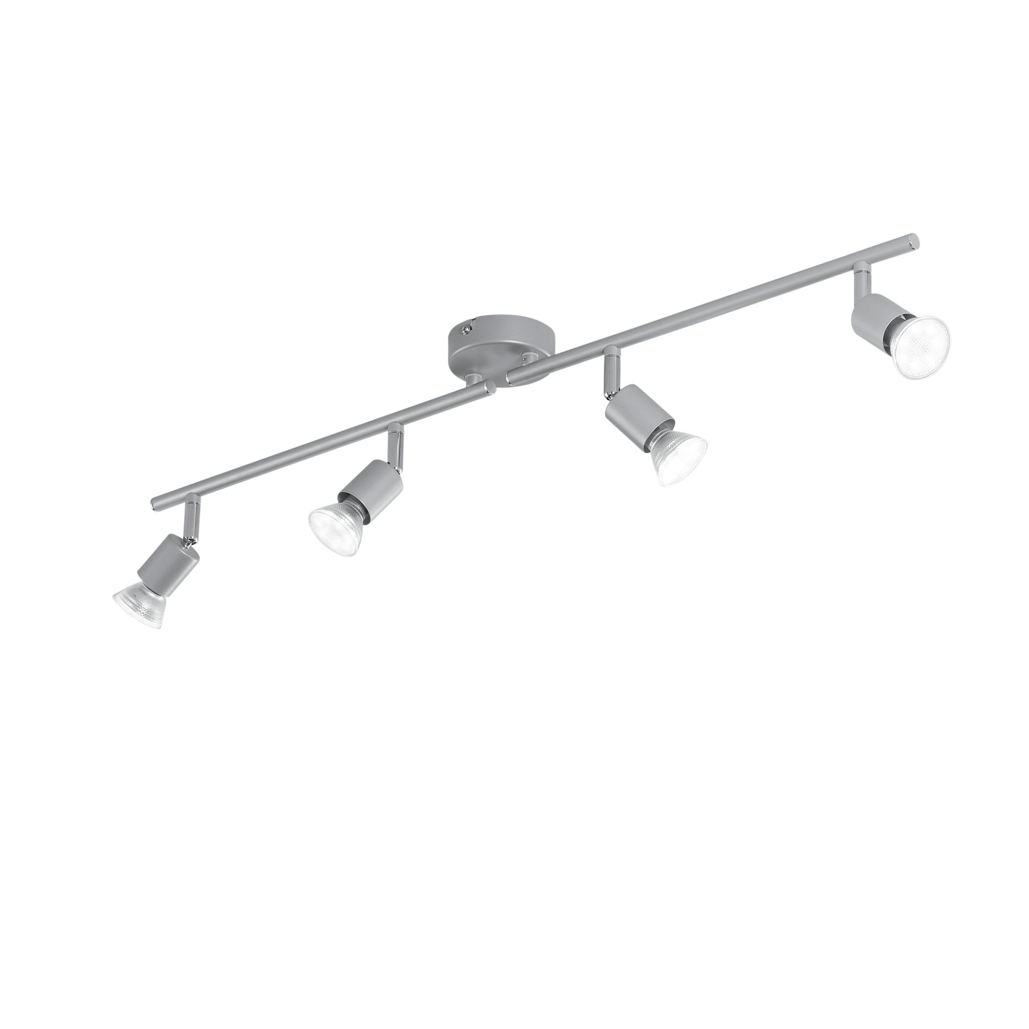 Spot COOPER in metallo argento orientabile con quattro lampadine LED GU10 incluse