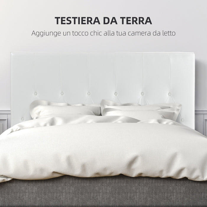 Testiera Letto Matrimoniale Imbottita Design a Bottoni 160x7x120 cm in Pelle PU Bianca