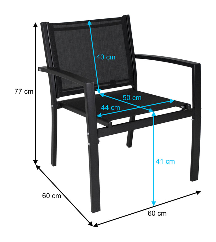 Set salotto da giardino in textilene nero, salotto da esterno mod. Capri ST10CA