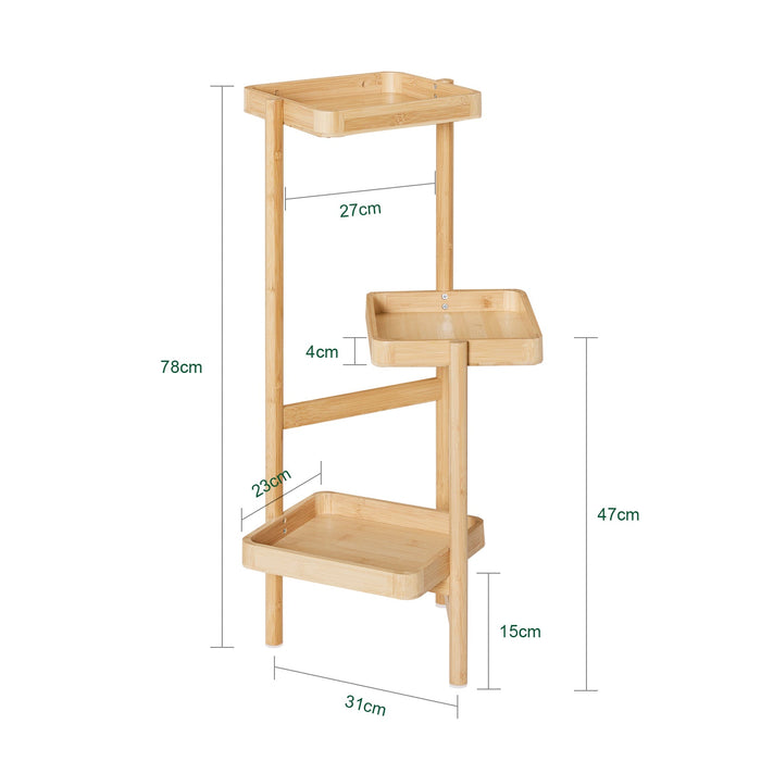 Scaffale a 3 Livelli per Piante in Legno Scaffale da giardino Decorazione per balcone 31x27x78 cm Naturale STR12-N