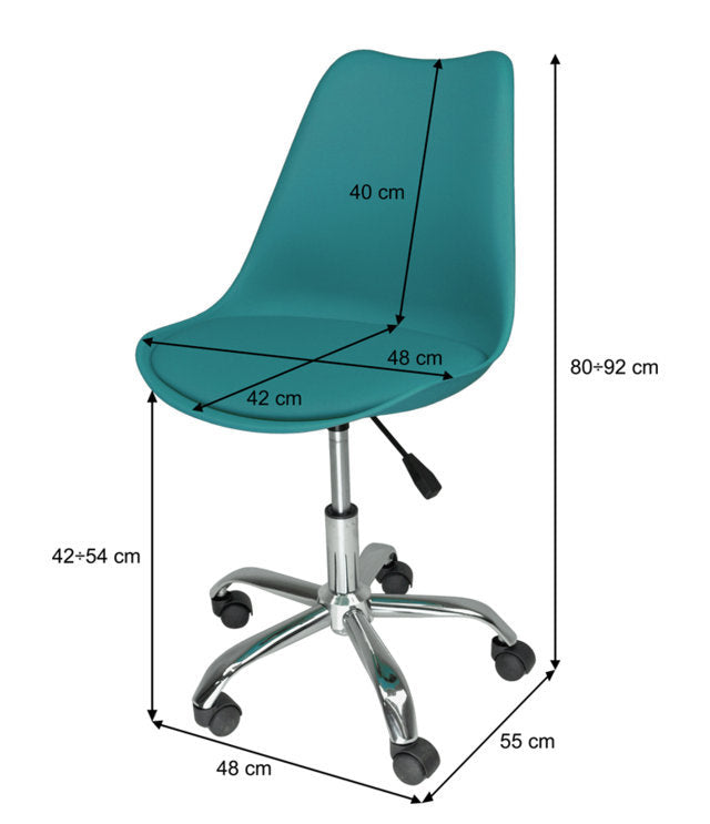Sedia da ufficio girevole, sedia da scrivania verde petrolio con rotelle mod. SALLY SU26SAPM