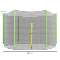 Rete di Protezione per Trampolini a 6 Pali con Ingresso con Cerniera Ø305x180 cm in PE Nero e Verde