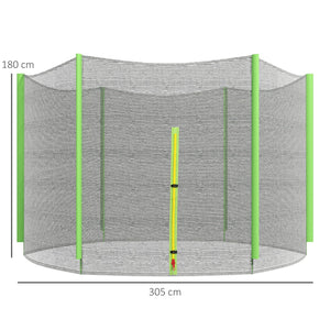 Rete di Protezione per Trampolini a 6 Pali con Ingresso con Cerniera Ø305x180 cm in PE Nero e Verde