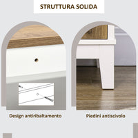 Credenza 2 Ante 1 Cassetto 76,6x 35x 81,5 cm in Legno Truciolare Bianco e Marrone