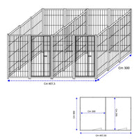 2 box in linea modulari da 3x2 metri solo perimetro in rete con zincatura a caldo