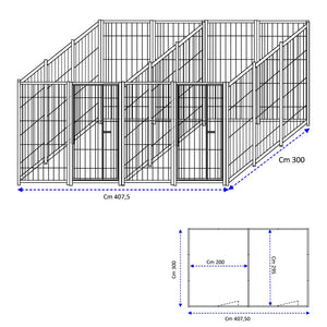 2 box in linea modulari da 3x2 metri solo perimetro in rete con zincatura a caldo