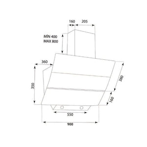 Samet Cappa da parete TURBINE 90 nera 90 cm