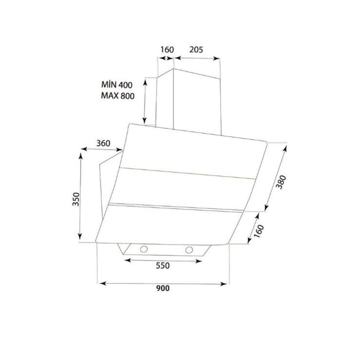 Samet Cappa da parete TURBINE 90 nera 90 cm