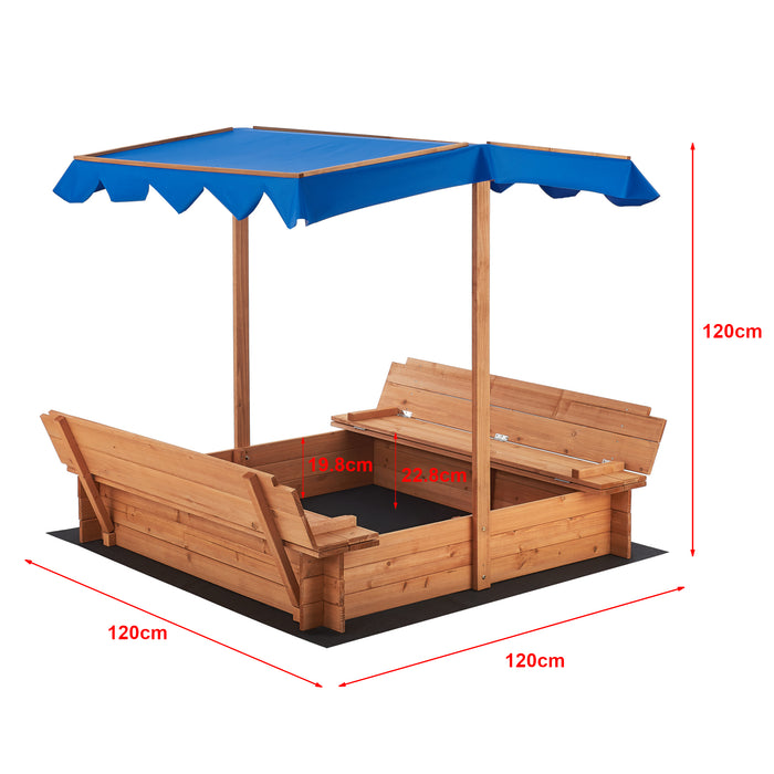 Sabbiera 'Kellenhusen' in Legno con Panchine Integrate e Tettuccio Parasole - Sabbiera Chiudibile [en.casa]