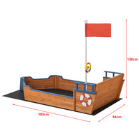 Sabbiera a Forma di Nave 'Mestia' con Panchina Contenitore - Struttura in Legno [en.casa]